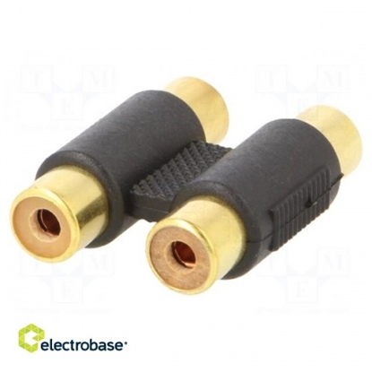 Picture of Adapter; RCA socket x2,both sides; Plating: gold-plated; black