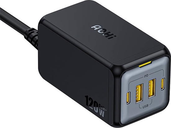 Изображение adowarka AOHI adowarka sieciowa AOHI AOC-C006 120W, 2x USB-C, 2x USB-A (czarna)