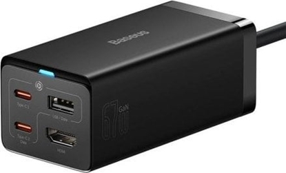 Attēls no adowarka Baseus adowarka sieciowa Baseus GaN5 Pro 2xUSB-C + USB + HDMI, 67W (czarna)