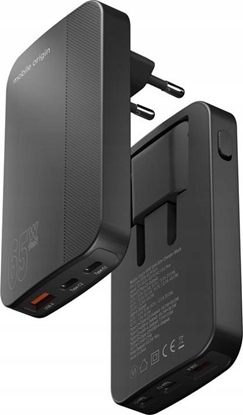 Attēls no adowarka Mobile Origin Slim Charger 1x USB-A 2x USB-C 1.5 A (GAN-65W-SLM-BLK)
