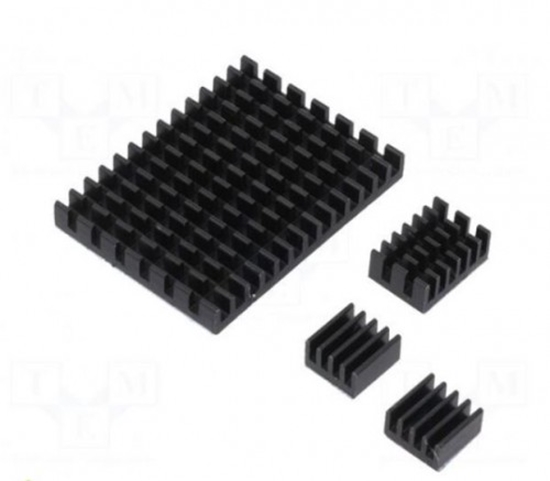 Изображение Aksesuāri: radiators | Raspberry Pi 4 B | melns | alumīnijs | 3 gab