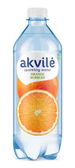 Изображение Aromatizēts dzeramais ūdens AKVILE ar apelsīnu aromātu, gāzēts, 0,6l (DEP)