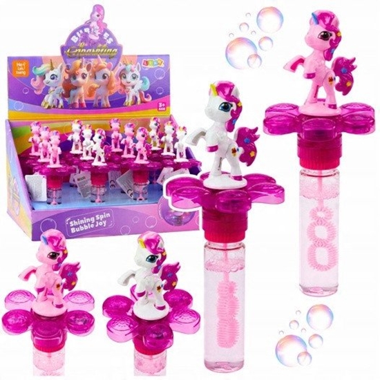 Picture of Baki Mydlane Jednoroec Obrotowy Kwiatek wiato LED 20cm Mix LEAN TOYS