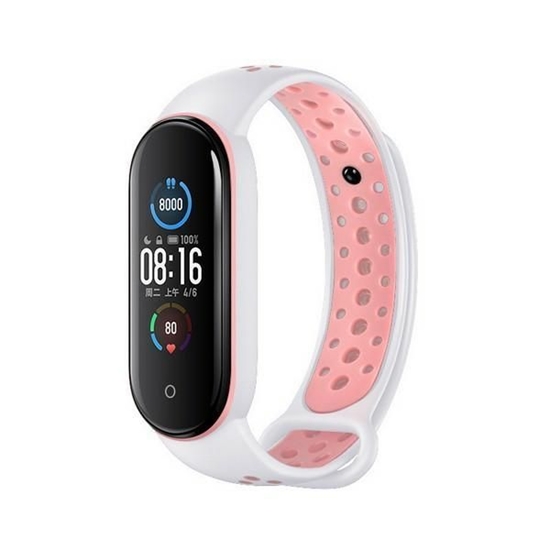 Picture of Beline pasek Design Mi Band 7|6|5 biało-różowy |wh