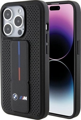 Изображение BMW BMHCP15LGSPPRK iPhone 15 Pro 6.1" czarny/black hardcase Grip Stand Smooth & Perforated