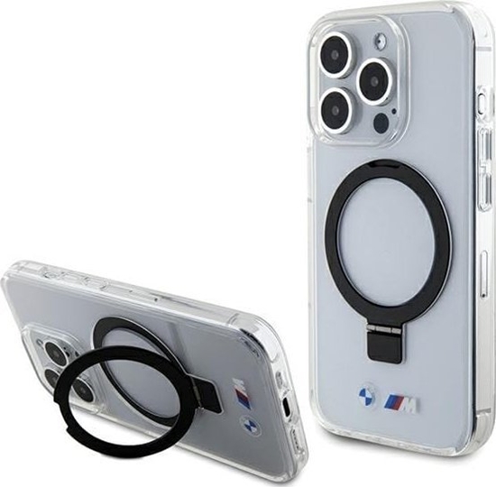 Изображение BMW BMHMP15LURST iPhone 15 Pro 6.1" przeroczysty/clear hardcase Ring Stand M Collection MagSafe