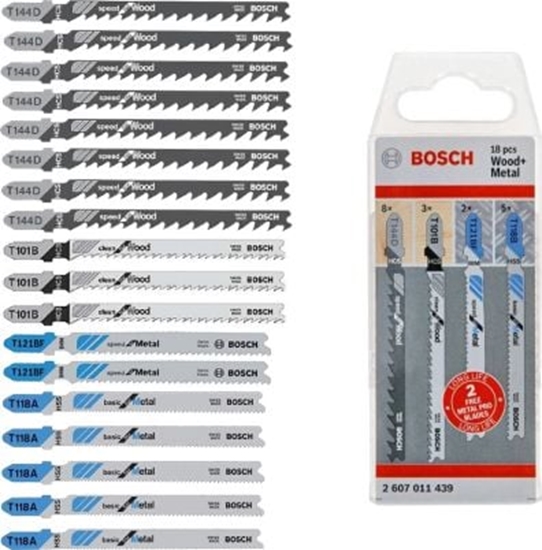 Изображение Bosch brzeszczot T zestaw EEU drewno-metal 18 sztuk (2607011439)
