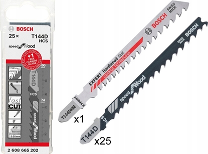 Изображение Bosch Professional 25x T 144 D + 1x Expert Hardwood Fast T 144 DHM jigsaw blade (for wood, hardwood, jigsaw accessories)