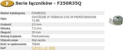 Attēls no Bostitch BOSTITCH GWODZIE F BOSF250R35Q