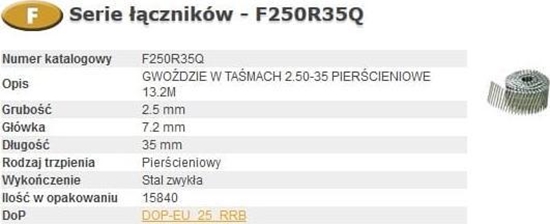 Изображение Bostitch BOSTITCH GWODZIE F BOSF250R35Q