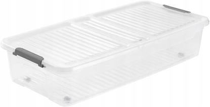 Attēls no Box with lid on wheels underbed box Leo 77x38x16 cm 33L transparent 4052396109740