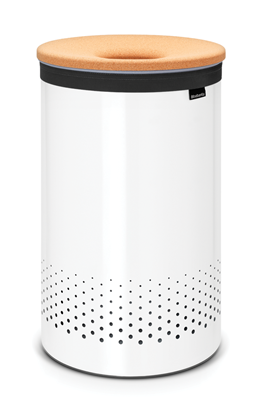 Picture of BRABANTIA Laundry Bin veļas grozs  60l   Cork Lid - White 104404