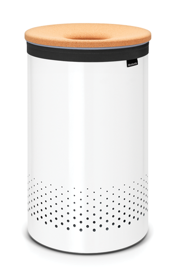 Picture of BRABANTIA Laundry Bin veļas grozs  60l   Cork Lid - White 104404
