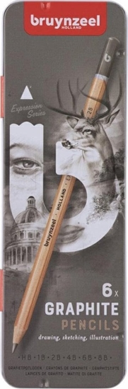 Изображение BRUYNZEEL SAKURA Bruynzeel Expression graphite pencil tin | 6 pieces