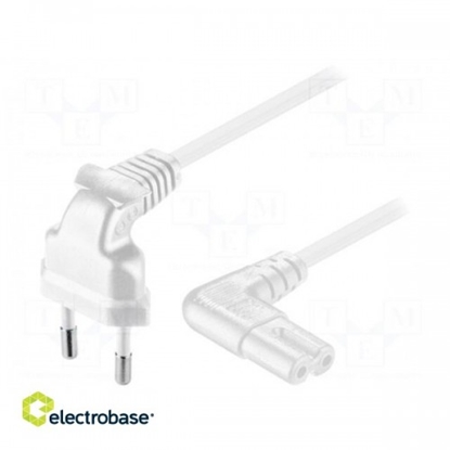 Изображение Cable; CEE 7/16 (C) plug angled,IEC C7 female angled; 3m; white