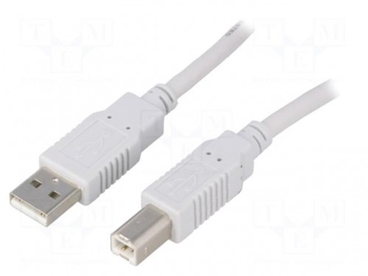 Изображение Cable; USB 2.0; USB A plug,USB B plug; 5m; grey; Core: CCA