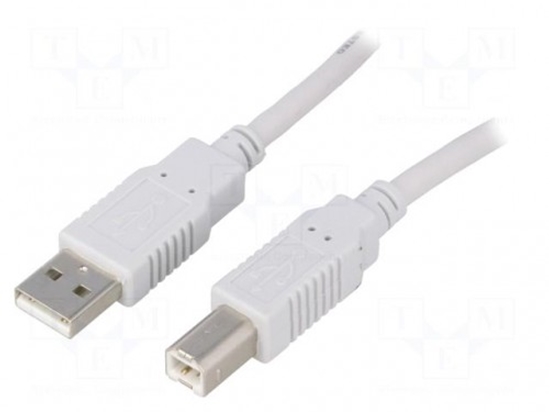 Изображение Cable; USB 2.0; USB A plug,USB B plug; 5m; grey; Core: CCA