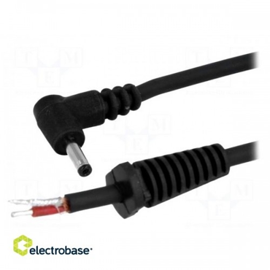 Изображение Cable; wires,DC 1,3/3,5 plug; angled; 1mm2; black; 1.5m; -20÷70°C