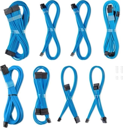 Изображение CableMod C-Series Pro ModMesh Sleeved 12V-2x6 12VHPWR Dual StealthSense Cable Kit for Corsair RMi, RMx (Black Label) - hell blau