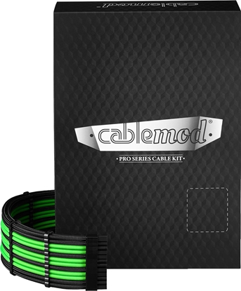 Изображение CableMod C-Series Pro ModMesh Sleeved 12V-2x6 12VHPWR Dual StealthSense Cable Kit for Corsair RMi, RMx (Black Label) - schwarz/hell grn
