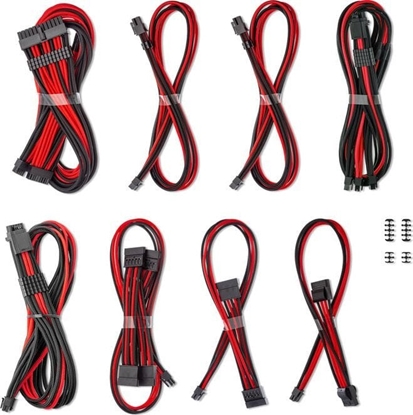 Изображение CableMod C-Series Pro ModMesh Sleeved 12V-2x6 12VHPWR Dual StealthSense Cable Kit for Corsair RMi, RMx (Black Label) - schwarz/rot