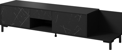 Attēls no Cama Meble Szafka RTV MARMO 2D1S1K 195x40xH47,5 czarny mat/marmur czarny