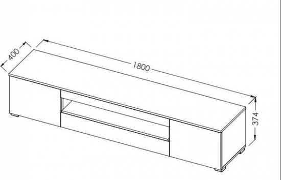 Picture of Cama Meble Szafka RTV VIVA 180 czarny/ czarny poysk+ biay