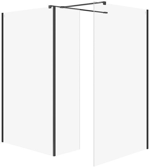 Picture of Cersanit (kabiny walk-in) SET B805: Kabina walk-in MILLE z ruchom ciank czarny 100x90x30x200 (S601-192)