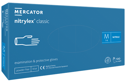 Attēls no Cimdi nitrila Nitrylex Classic, bez pūdera, zili, M izm., 100gab