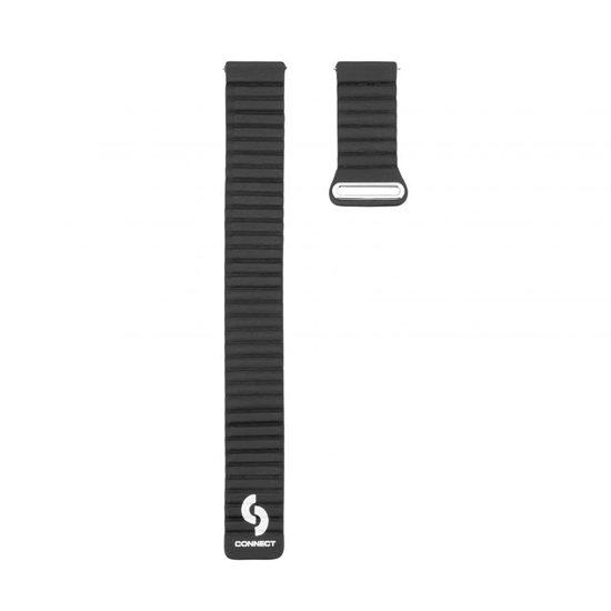 Picture of Connect 20mm Flat head Leather - Silicone Loop Magnetic Watch Strap (130mm M/L) Black