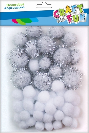 Изображение Craft with Fun CF OZDOBA DEK POMPON 50SZT/MIX BIEL BROK 12/144