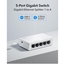 Attēls no Cudy GS105U NetSwitch 5-Port Gigabit Switch USB-C Power IGMP QoS Loop Prevention Black