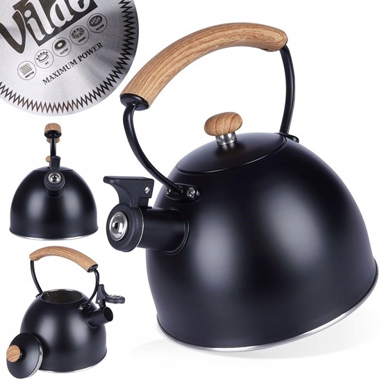 Picture of Czajnik z gwizdkiem stalowy czarny 2,5 l