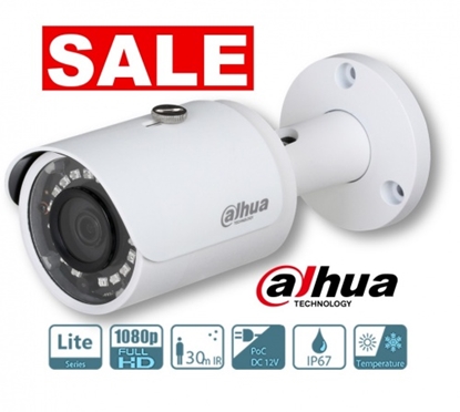 Attēls no Dahua DH-HAC-HFW1200SP-POC 2MP HDCVI Bullet Camera 2.8mm, 1080p, IR 30m, IP67, PoC/DC12V, Outdoor
