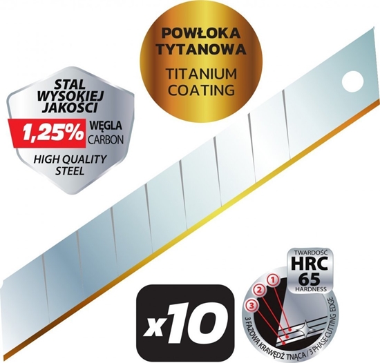 Изображение Dedra Ostrza am. precyzyjne z pow.tytan. 18mm 10 szt. wyprodukowano w UE