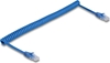 Picture of Delock RJ45 Coiled Cable plug to plug Cat.6 UTP 0.6 m to 1.2 m blue