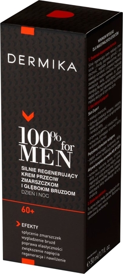 Picture of Dermika DERMIKA 100% for Men Silnie regenerujcy krem przeciw zmarszczkom i gbokim bruzdom 60+ dzie/noc 50 ml