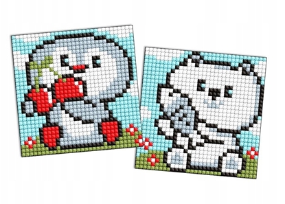 Attēls no Diamentowa mozaika na magnesie IDEYKA, 9x9 cm, kids, pingwin i niedwiadek, 2 szt.