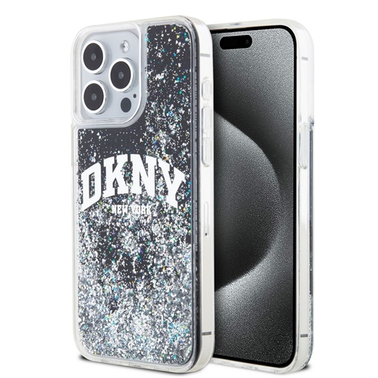 Picture of DKNY - DKNY Liquid Glitter Arch Logo Case for iPhone 13 Pro Black