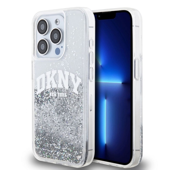 Picture of DKNY - DKNY Liquid Glitter Arch Logo Case for iPhone 14 Pro Transparent