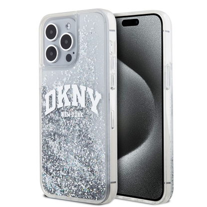 Picture of DKNY - DKNY Liquid Glitter Arch Logo Case for iPhone 15 Pro Max Transparent