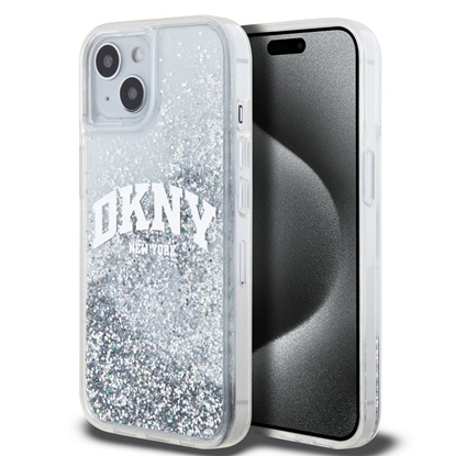 Picture of DKNY - DKNY Liquid Glitter Arch Logo Case for iPhone 15 Transparent