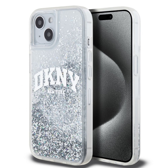 Picture of DKNY - DKNY Liquid Glitter Arch Logo Case for iPhone 15 Transparent