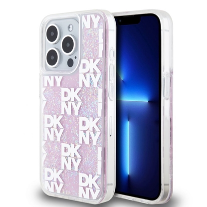 Изображение DKNY - DKNY Liquid Glitter Checkered Pattern Case for iPhone 15 Pro Pink