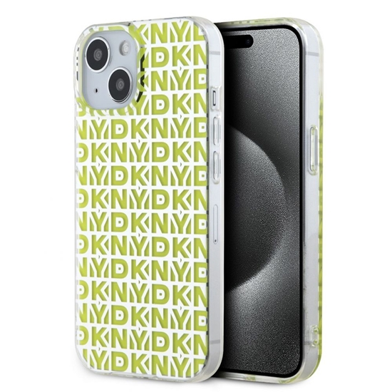 Picture of DKNY - DKNY PC/TPU Repeat Pattern Case for iPhone 15 Yellow