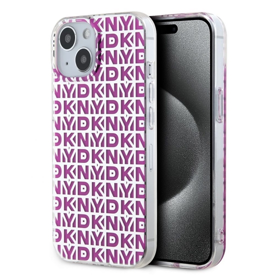 Picture of DKNY - DKNY PC/TPU Repeat Pattern Case for iPhone 15 Pink