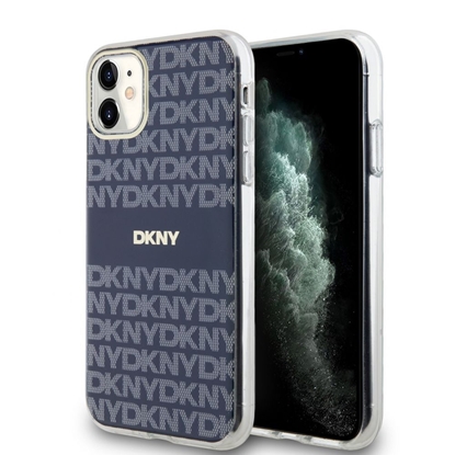 Attēls no DKNY - DKNY PC/TPU Repeat Pattern Tonal Stripe Magsafe Case for iPhone 11 Blue