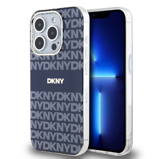 Picture of DKNY - DKNY PC/TPU Repeat Pattern Tonal Stripe Magsafe Case for iPhone 13 Pro Blue