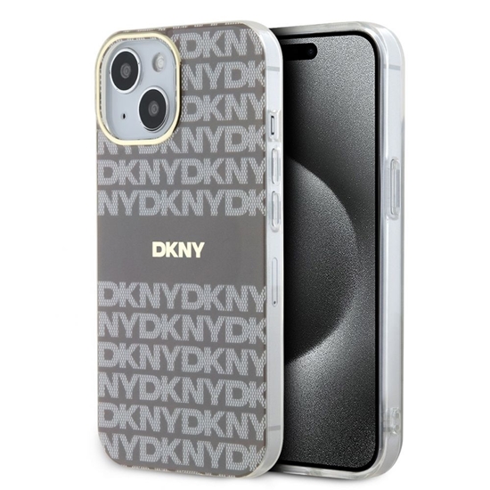 Picture of DKNY - DKNY PC/TPU Repeat Pattern Tonal Stripe Magsafe Case for iPhone 14 Beige
