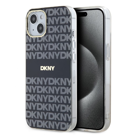 Picture of DKNY - DKNY PC/TPU Repeat Pattern Tonal Stripe Magsafe Case for iPhone 14 Black